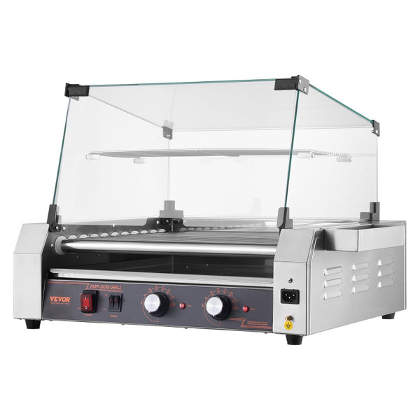 Hot Dog Roller, 30 Hot Dog 11 Rollers, Stainless Steel Sausage Grill Cooker, 1600W Commercial Hot D E415-SYGDSRGJ11GF8O3OPV1