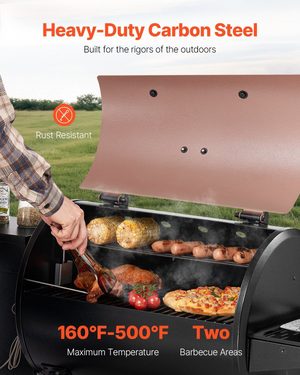 Wood Pellet Grill Smoker, 8 in 1 BBQ Grills for Outdoor Cooking, 456 Square Inches Cook Area Electr E415-KLYXLLS456SQGVKANV1