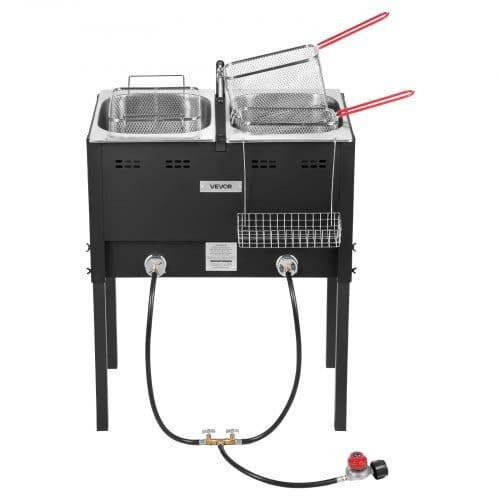 Outdoor Propane Deep Fryer, Dual-Tank 16QTx2 Large Capacity Commercial Fryer, Stainless Steel Fish  E415-LSRQZG6LGXSGJ9I9H001V0