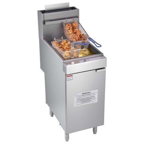 Commercial Deep Fryer, 3-Burner Fryer for Restaurants, Stainless Steel Floor Standing Deep Fryers w E415-SYKRQZG40LBSS30WF001V0