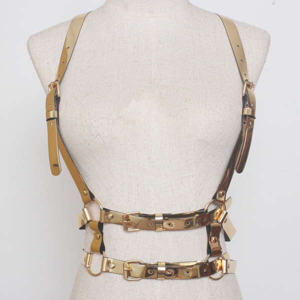 Color: Gold - Gold mirror pu atmospheric moisture belt belt Q119-CJNSFSYD00116-Gold