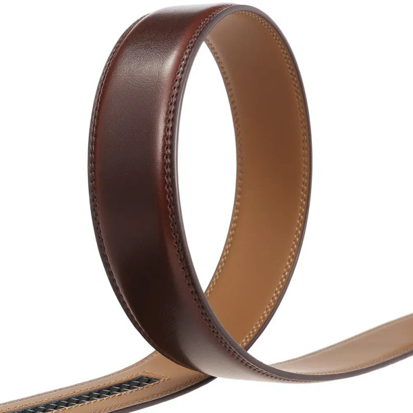 Color: GRAY, Belt Length: 95cm - 90-130cm Brand No Buckle 3.0cm Wide Genuine Leather Automatic Belt F640-12000043142870785