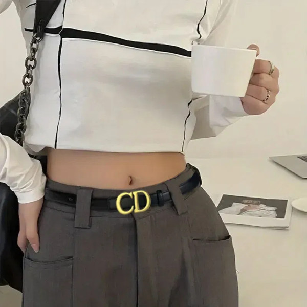 Color: Coffee, Belt Length: 110cm - Composite alloy letter buckle women's genuine leather belt high F640-12000048472681269