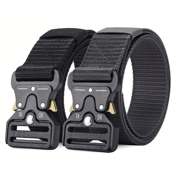 Color: army green, Belt Length: 125cm - Men's Belt Outdoor Multi Function Belt High Quality Canvas  F640-12000039560826114