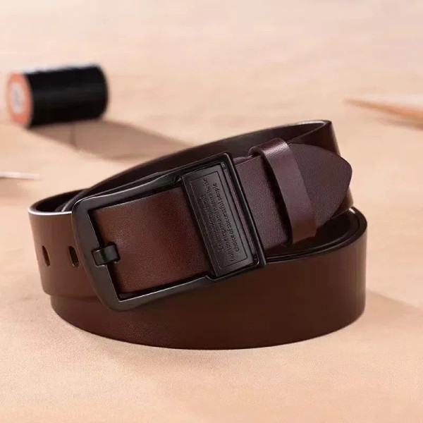 Color: green, Belt Length: 120cm - New Leather Cowhide Men's Belt Fashion Metal Alloy Pin Buckle Ad F640-12000038502656588