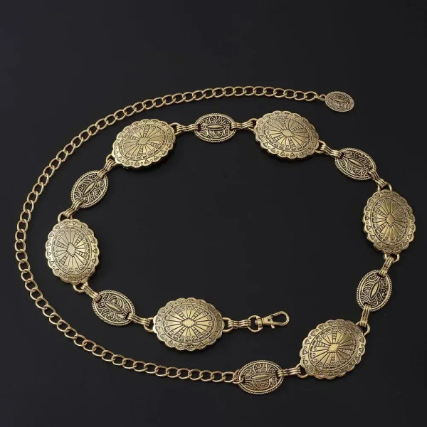 Color: MULTI, Belt Length: 120cm - Metal Chain Belt for Women Cowgirl Western Country Chain Belts A F640-12000038039836736