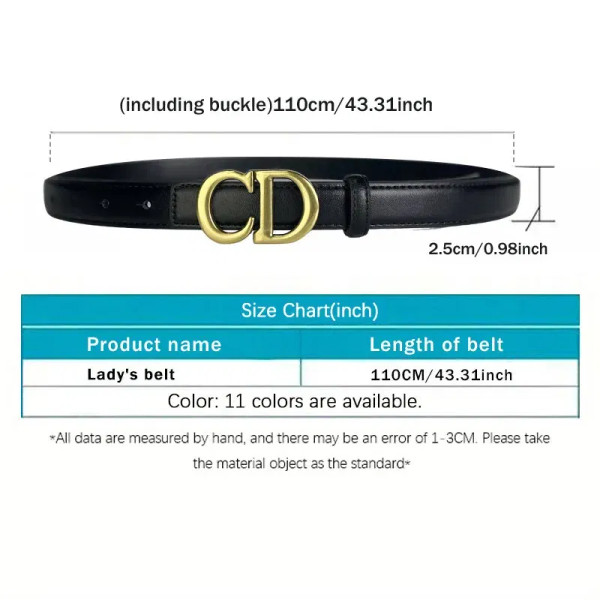 Color: Apricot, Belt Length: 110cm - Composite alloy letter buckle women's genuine leather belt hig F640-12000048472681272