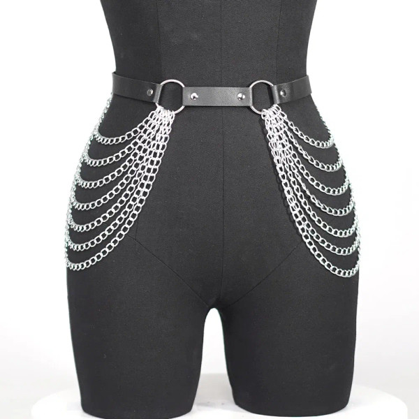 Color: army green - Women Sexy Leg Chain Harness garter Belt Waist Corset Belt Leather Harness Wais F640-12000035187653819