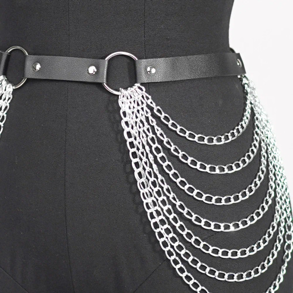 Color: army green - Women Sexy Leg Chain Harness garter Belt Waist Corset Belt Leather Harness Wais F640-12000035187653819