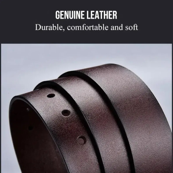 Color: WHITE, Belt Length: 130cm - 130CM Leather Cowhide Men's Belt Fashion Metal Alloy Pin Buckle  F640-12000039794935750