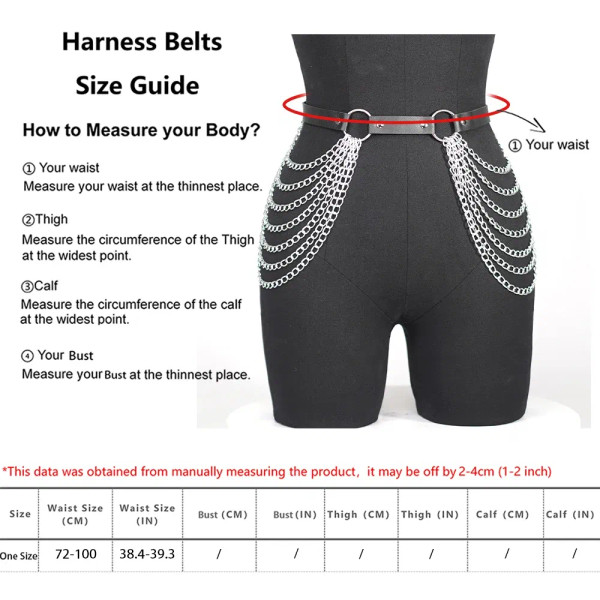 Color: WHITE - Women Sexy Leg Chain Harness garter Belt Waist Corset Belt Leather Harness Waists Th F640-12000035187653817