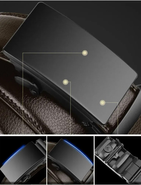 Color: black, Belt Length: 115CM - Automatic Buckle Belt for Men Famous Brand Business Belt Men PU  F640-12000038036544465