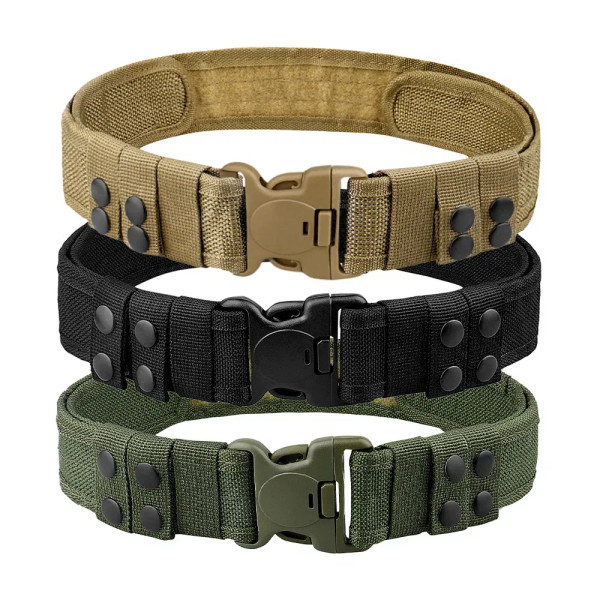 Color: green, Belt Length: 130cm - 1pc Quick Release Tactical Belt for Men Fashion Style Combat Bel F640-12000036168879078