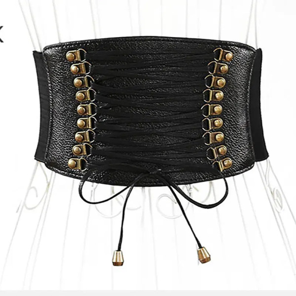 European and American wide Waistband Fashion elastic elastic Fringed Belt Dress rivet Accessories S F640-3256802122477627