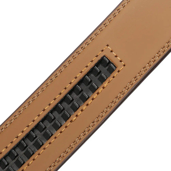 Color: Yellow, Belt Length: 95cm - 90-130cm Brand No Buckle 3.0cm Wide Genuine Leather Automatic Be F640-12000043142870812