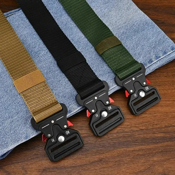 Color: Silver, Belt Length: 125cm - Men's Belt Outdoor Multi Function Belt High Quality Canvas For  F640-12000039560826115
