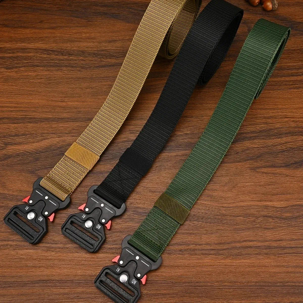 Color: Silver, Belt Length: 125cm - Men's Belt Outdoor Multi Function Belt High Quality Canvas For  F640-12000039560826115
