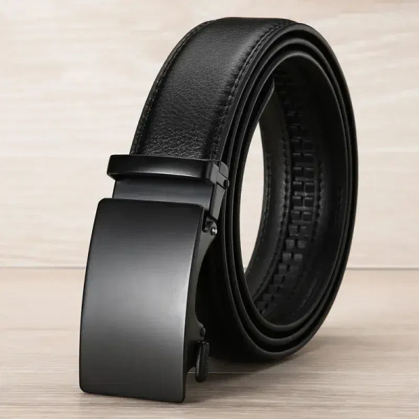 Color: Brown, Belt Length: 105CM - Automatic Buckle Belt for Men Famous Brand Business Belt Men PU  F640-12000038036544468