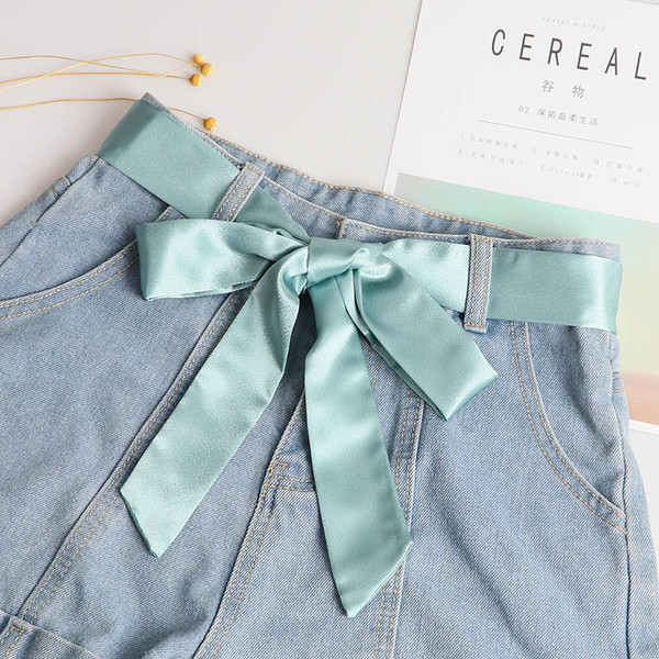 Fashion Solid Color Extra Long Wide Ribbon Belt With Skirt Decoration Q119-CJYD1198432