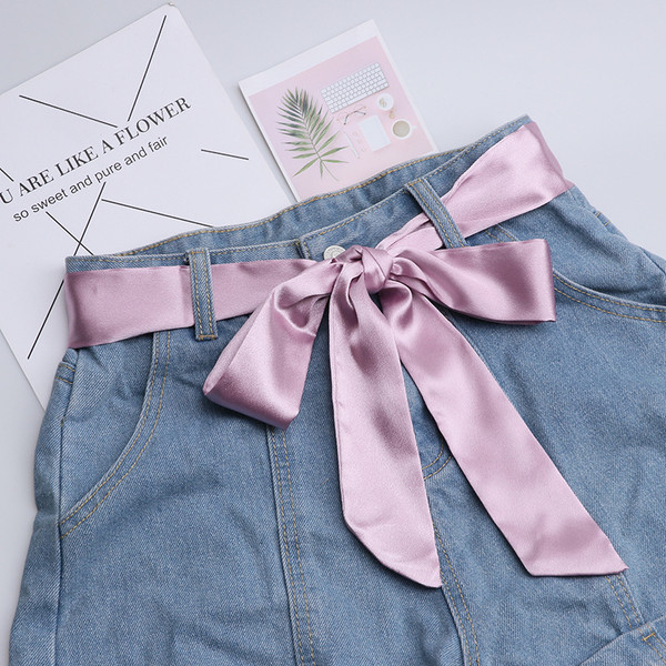 Fashion Solid Color Extra Long Wide Ribbon Belt With Skirt Decoration Q119-CJYD1198432
