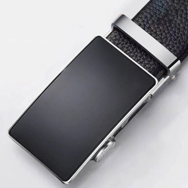 Color: WHITE, Belt Length: 120cm - Cowhide belt, men's leather belt, automatic buckle, men's top la F640-12000038986205604