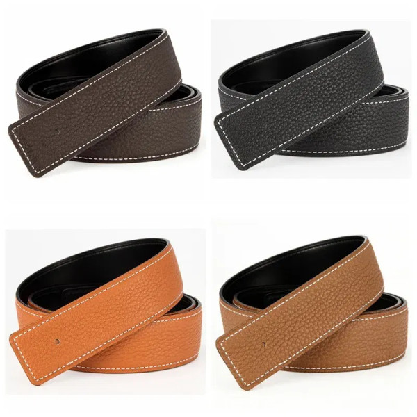 Color: MULTI, Belt Length: 115CM - 3.1cm No Buckle Belt Brand Belt Men High Quality Male Genuine Re F640-12000016390850819