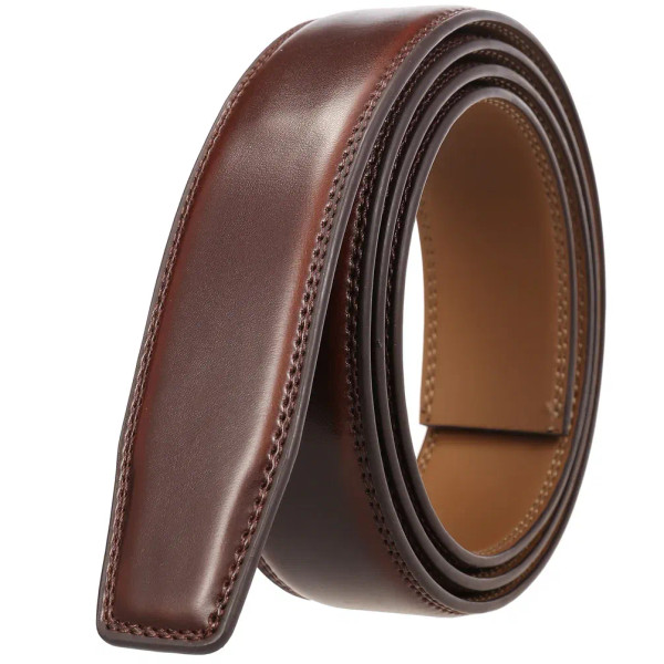 Color: Red, Belt Length: 105CM - 90-130cm Brand No Buckle 3.0cm Wide Genuine Leather Automatic Belt F640-12000043142870778