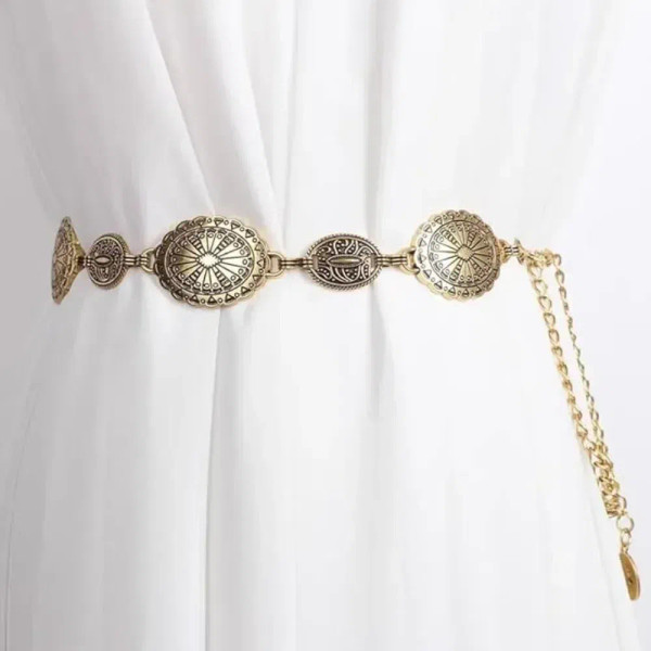 Color: WHITE, Belt Length: 120cm - Metal Chain Belt for Women Cowgirl Western Country Chain Belts A F640-12000038039836726