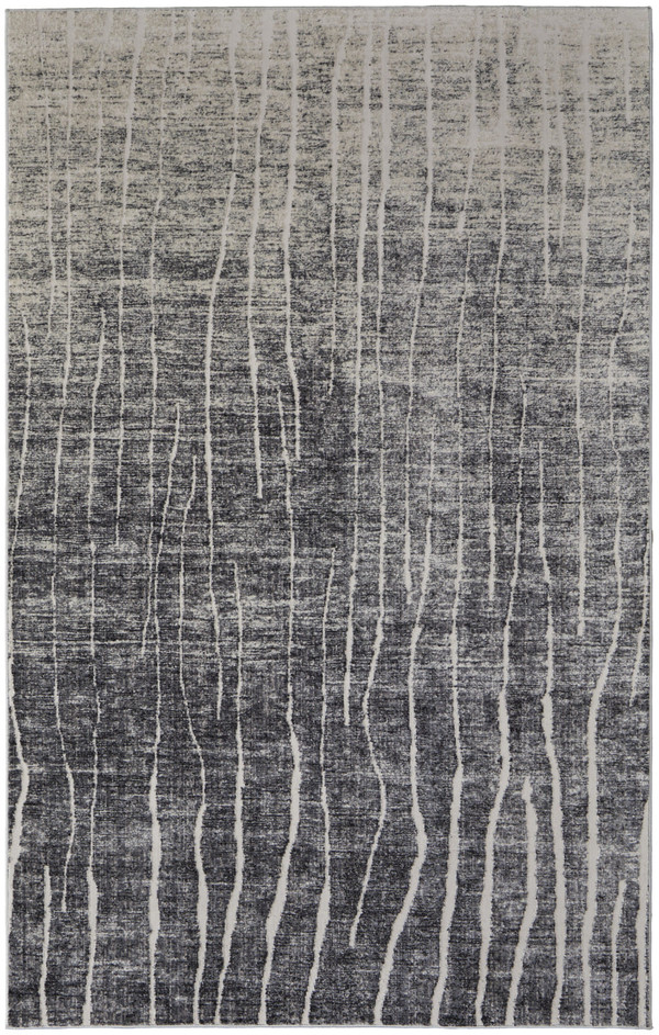 4' X 6' Ivory Gray and Black Abstract Power Loom Area Rug N270-565964