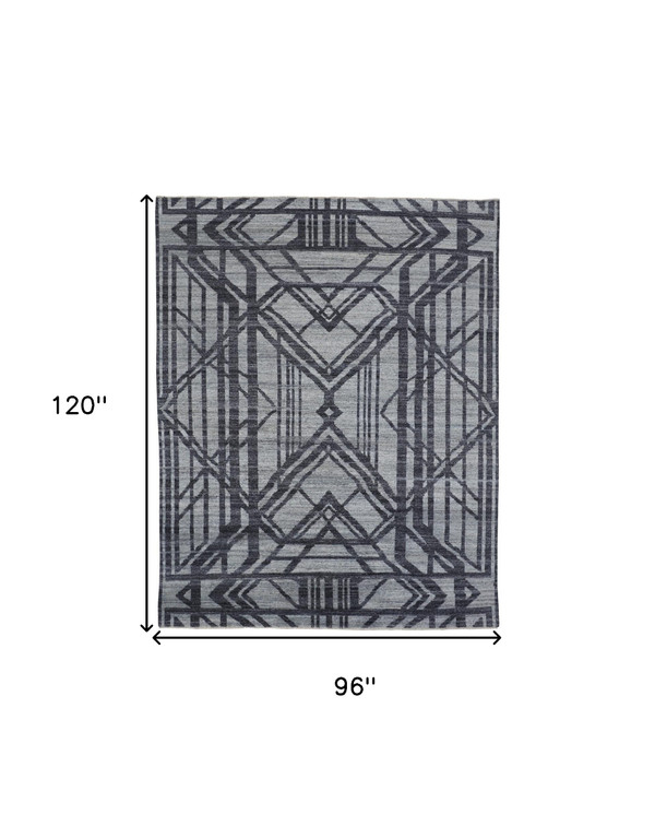 8' X 10' Gray Wool Geometric Hand Knotted Area Rug N270-565942