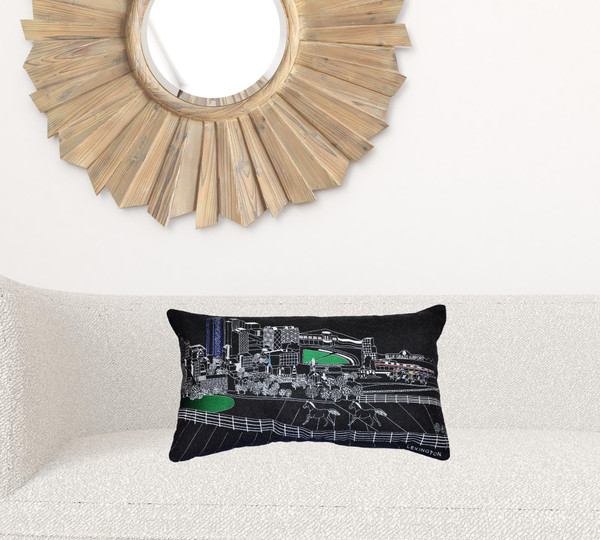 14" X 24" Black Gray and White Hometown Pride Wool Lumbar Throw Pillow N270-482496