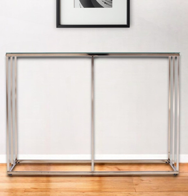 42" Clear and Gold Glass Frame Console Table N270-402387