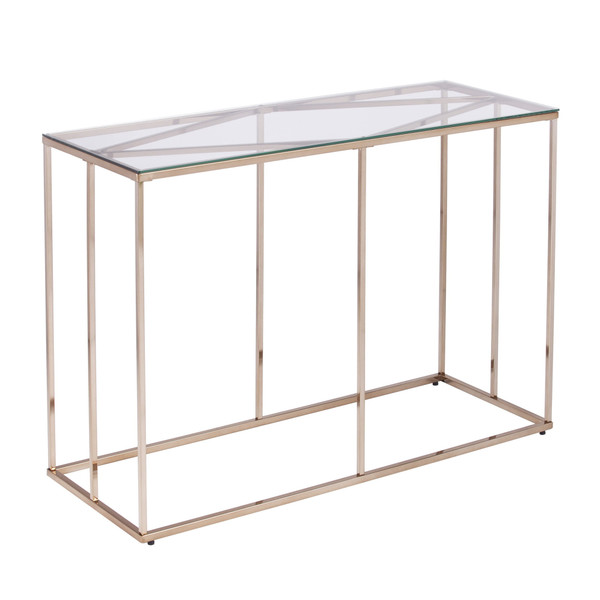 42" Clear and Gold Glass Frame Console Table N270-402387