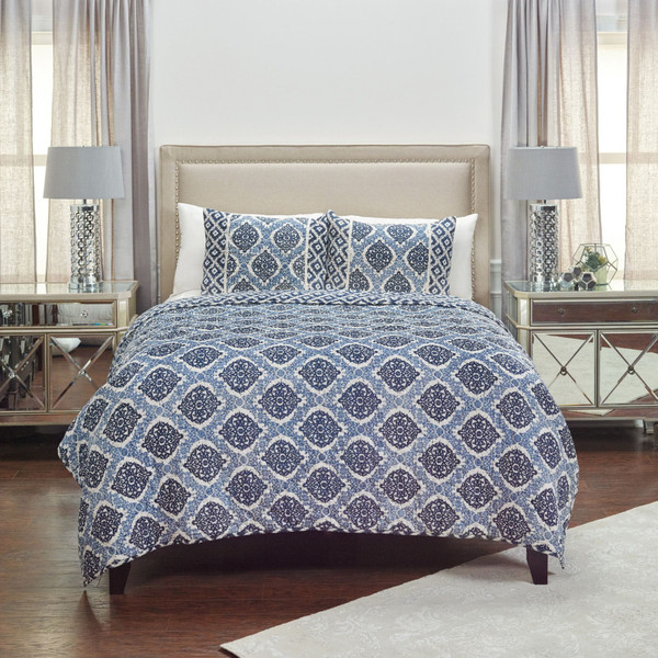 Indigo Queen 100% Cotton 300 Thread Count Machine Washable Down Alternative Comforter N270-479841
