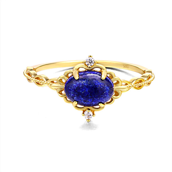 Color: Lazuli, Size: 10 - Japanese and Korean light luxury jewelry set ring Q119-CJZBLXLX21900-Lazuli-10
