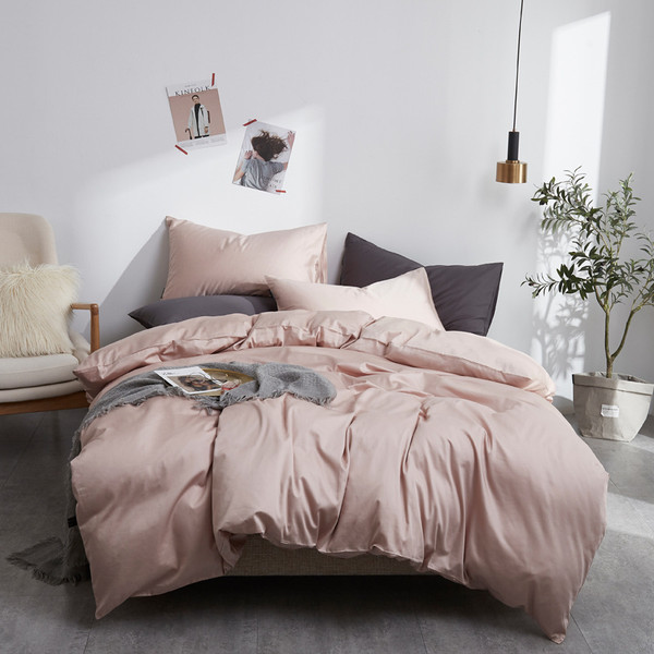 Color: Lotus color, Size: 1.8m - Japanese Style Simple Pure Cotton Pure Color Bedding Cotton Kit Q119-CJJJJFCS01207-Lotus color-1.8m