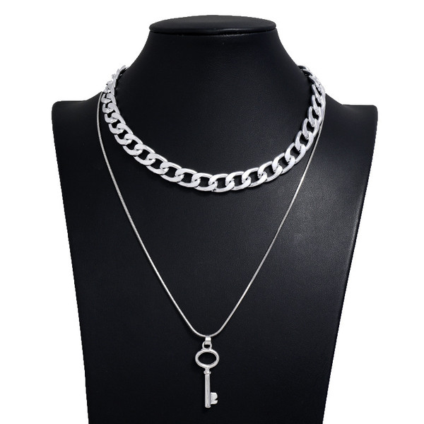 Simple Retro Style Key Double-layer Necklace Q119-CJLX1199258