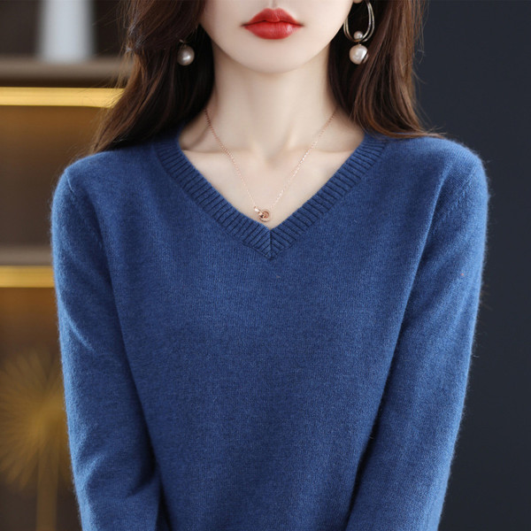 Women's Knitted Bottoming Shirt Versatile Cashmere Sweater Loose Outer Wear Q119-CJYD2061442