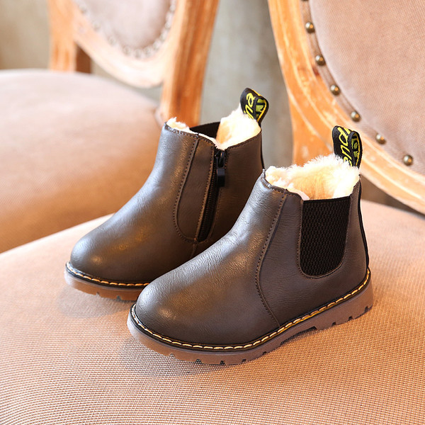 Color: Grey, style: B-31, Size:  - Retro Children's Shoes Autumn and Winter Martin Boots Fashion Ch Q119-CJNY101383559GT