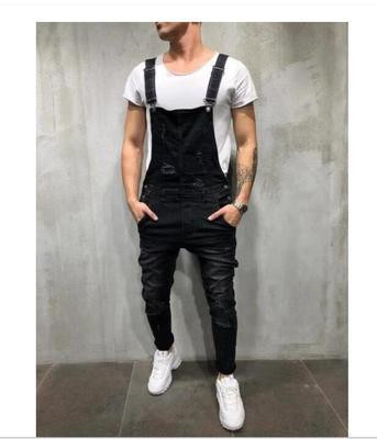 Color: Black, Size: XL - European And American Baggy Jeans Suspenders For Men With Holes Q119-CJNS100852510JQ