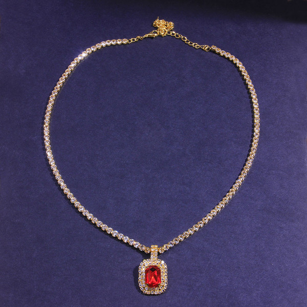 Simple Ruby Clavicle Chain European And American Fashion Jewelry Q119-CJLX1208931