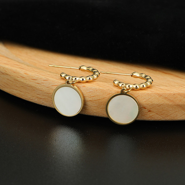 Temperament Stainless Steel Earrings Titanium Steel Geometric Round Earrings Q119-CJLX1210710