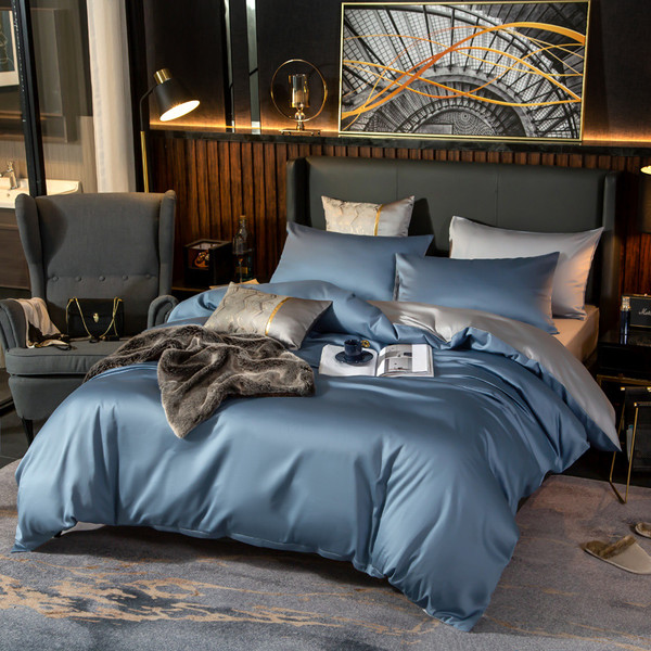 Color: Navy, style: B - Four-Piece Plain Double-Ply Long-Staple Cotton Q119-CJJT103763707GT