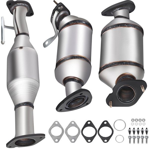 Catalytic Converter, 3 Pcs Exhaust Pipe Stainless Steel High Flow Cat, for Chevrolet Traverse 09-17 E415-SYCHQ09-11XFL0001V0