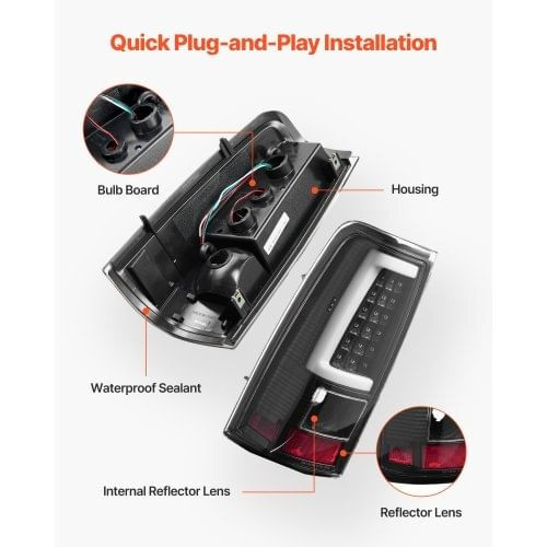 Tail Light Assembly Compatible with 2003-2006 Chevy Silverado 1500 1500 HD 2500 2500 HD 3500, 2007- E415-WDZCXFLSLD15AQLUB001V9