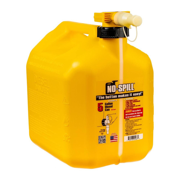 No-Spill 5-Gallon Diesel Can Yellow with ViewStripe Stripe M119-1467