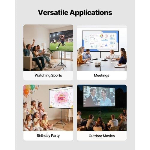 Projector Screen with Stand, 80 Inch 160?° Wide Angle Indoor Outdoor Projection Screen, 16:9 4K HD  E415-ZJSTYPMEKSJZ80OE1001V0