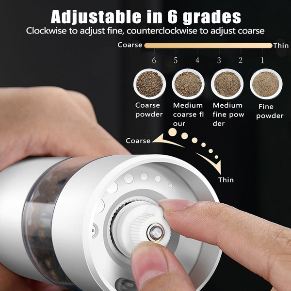 Stainless Steel Usb Rechargeable Electric Pepper Grinder, Led Warm Color Lights 6 Adjustable Thickn K484-FQZDN_N6RY3V99