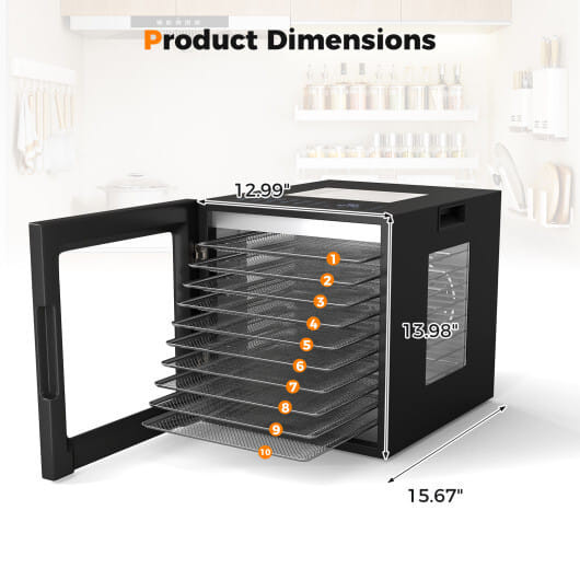 10 Stainless Steel Trays Dryer with 10 Presets-Black B593-ES10491US