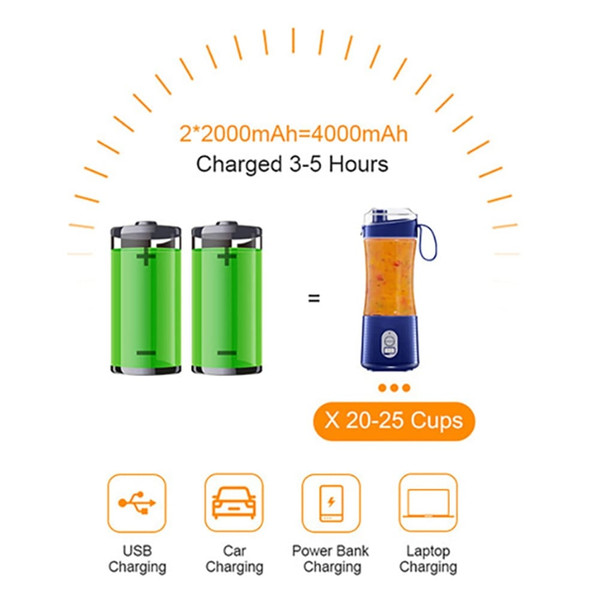 Portable Blender Type-C Rechargeable Juicer Cup Electric Blender for Travel Kitchen 380ml Black K484-FQZHE_1RT396VM